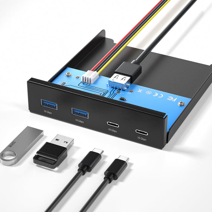 USB 3.2 Front Panel 4 Port Hub - 10Gbps - 3.5in Bay (USB35-2A2C-10G)