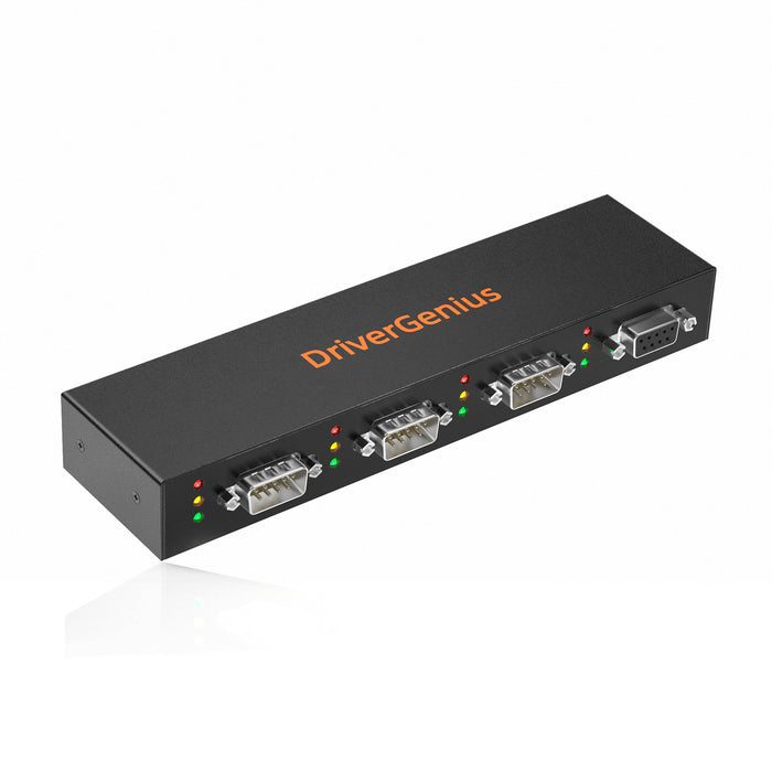 DriverGenius 3+1-Port Industrial USB to RS-232 Converter - 3x D-Sub9 Male | 1x D-Sub9 Female - Metal (4XRS232-D)