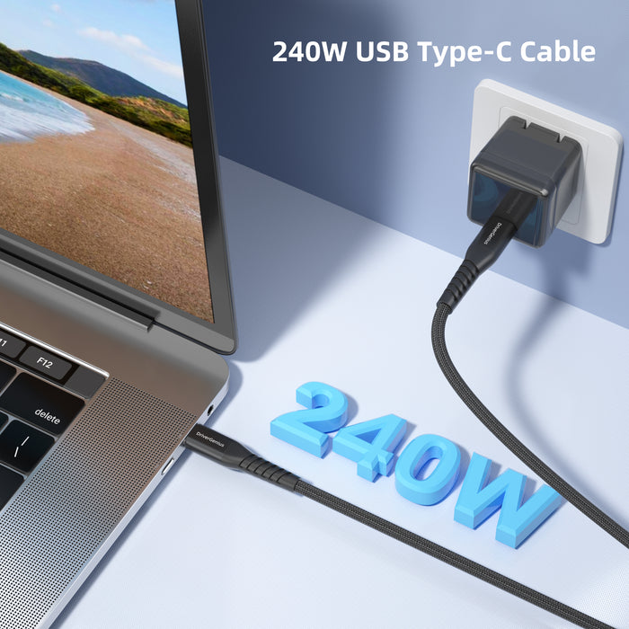 DriverGenius UC240-U2 USB-C PD3.1 240W Charging Cable - Nylon Braided, 1.8m