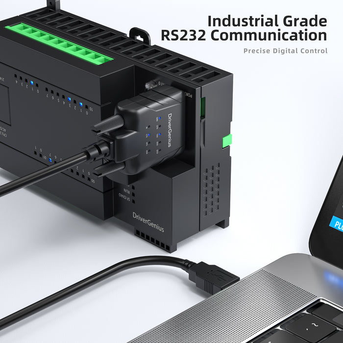 DriverGenius USB to RS-232 Adapter with 9 x Activity Monitoring LEDs for Windows 11 & macOS 14 (USB232A-E-A)