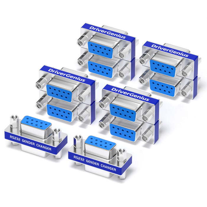 DriverGenius Serial DB9 Gender Changer - 9-Pin RS232 Female - Female Adapter for RS232/Serial Data Transfer (RS232F2F-10A, 10Pcs/Pack)