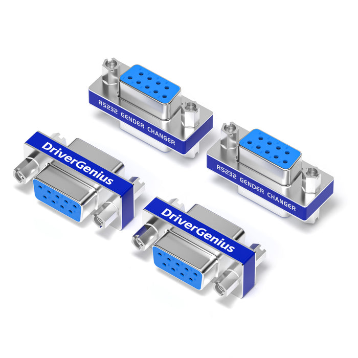 DriverGenius Serial DB9 Gender Changer - 9-Pin RS232 Female - Female Adapter for RS232/Serial Data Transfer (RS232F2F-4A, 4Pcs/Pack)