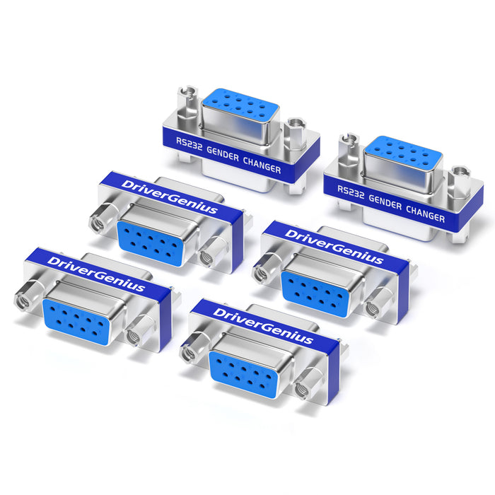 DriverGenius Serial DB9 Gender Changer - 9-Pin RS232 Female - Female Adapter for RS232/Serial Data Transfer (RS232F2F-6A, 6Pcs/Pack)