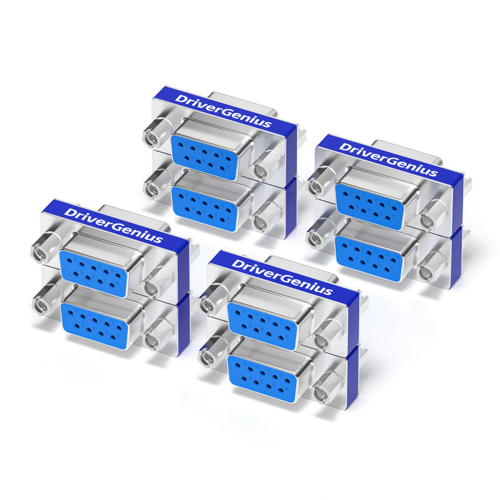 DriverGenius Serial DB9 Gender Changer - 9-Pin RS232 Female - Female Adapter for RS232/Serial Data Transfer (RS232F2F-8A, 8Pcs/Pack)
