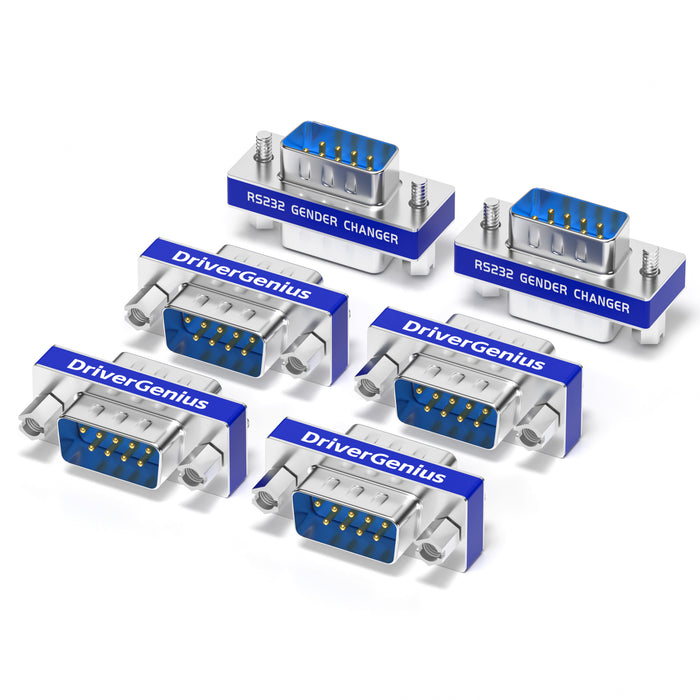 DriverGenius Serial DB9 Gender Changer - 9-Pin RS232 Male - Male Adapter for RS232/Serial Data Transfer ( RS232M2M-6A, 6Pcs/Pack)