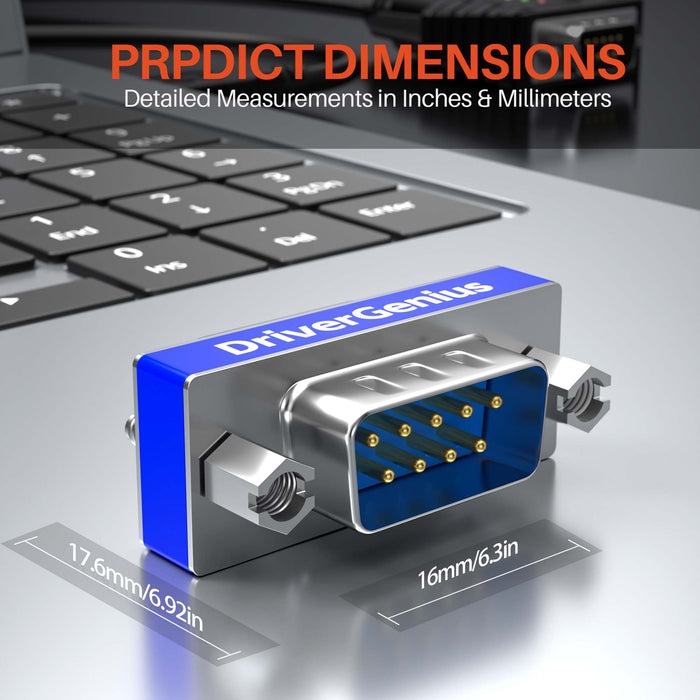 DriverGenius Serial DB9 Gender Changer - 9-Pin RS232 Male - Male Adapter for RS232/Serial Data Transfer (RS232M2M-2A, 2 Pcs/Pack)