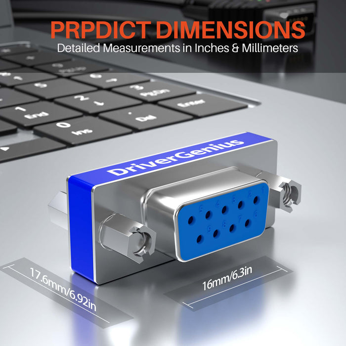 DriverGenius Serial DB9 Gender Changer - 9-Pin RS232 Female - Female Adapter for RS232/Serial Data Transfer (RS232F2F-2A, 2 Pcs/Pack)