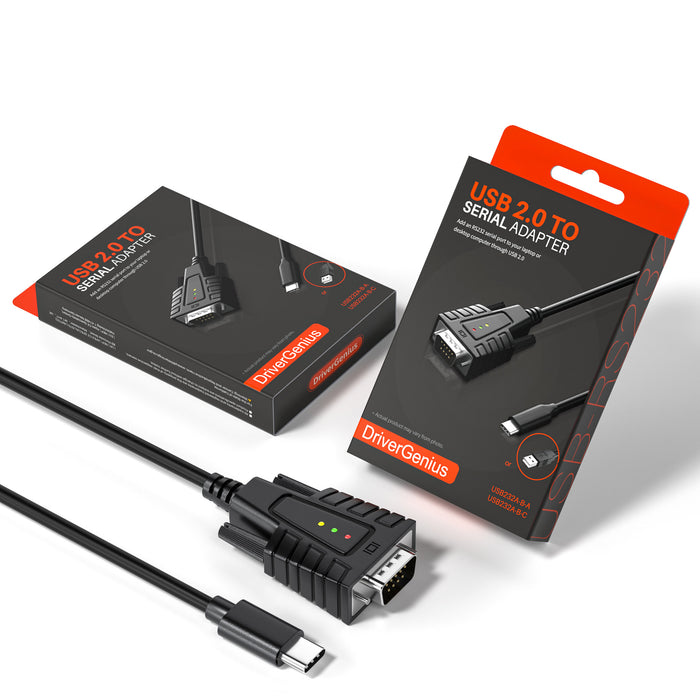 DriverGenius SerialEdgeX USB-C to RS232 Adapter with 3 LED Status (2-Pack)