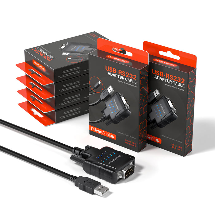 DriverGenius SerialPulseX USB to RS232 Converter with 9 LED Status – 6 Pack