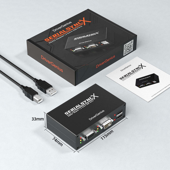 DriverGenius SerialSyncX Industrial Dual RS232 USB Serial Adapter