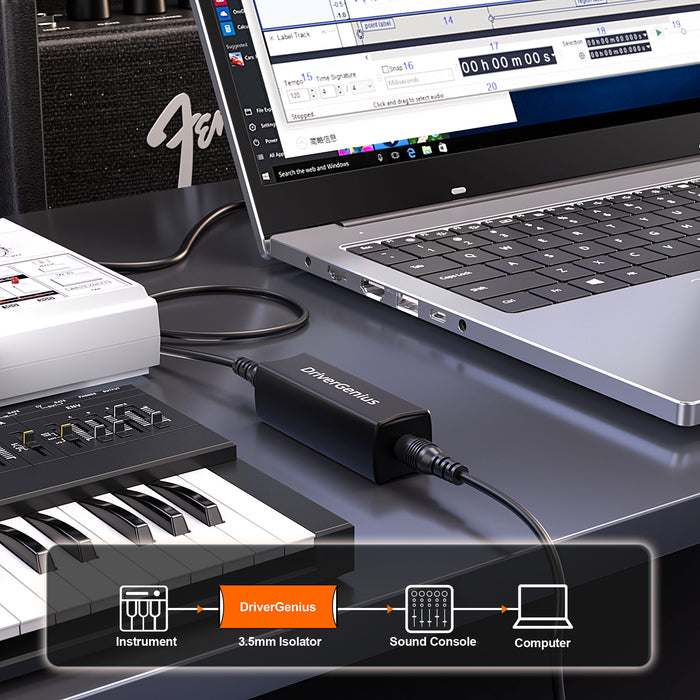 DriverGenius HumShield Series | 3.5mm Ground Loop Noise Isolator, Hum & Buzz Noise Eliminator for Car Audio, Home Hi-Fi & Desktop Speakers (Passive TRS, 1-Pieces/Package)