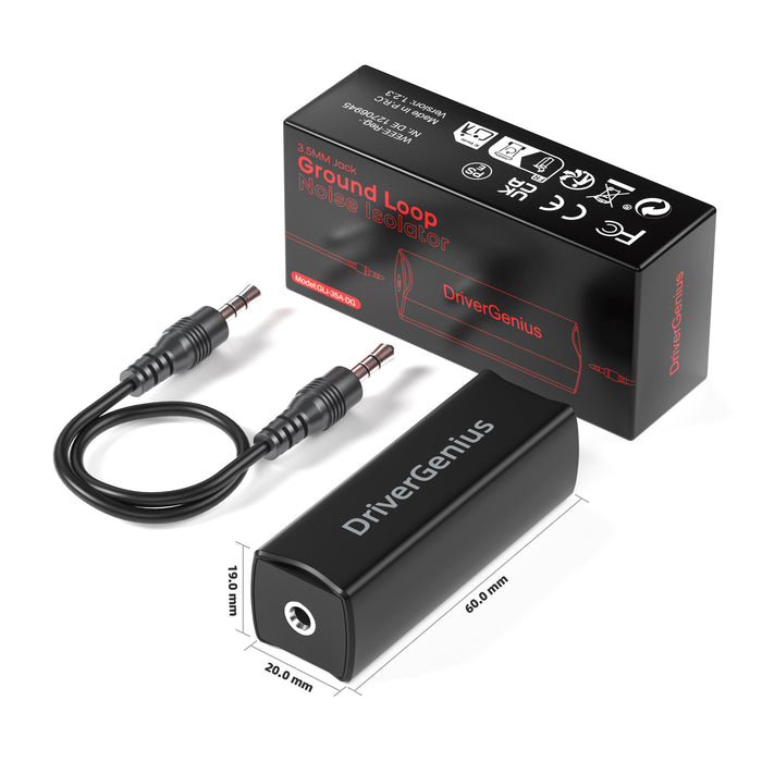 DriverGenius HumShield Series | 3.5mm Ground Loop Noise Isolator, Hum & Buzz Noise Eliminator for Car Audio, Home Hi-Fi & Desktop Speakers (Passive TRS, 1-Pieces/Package)