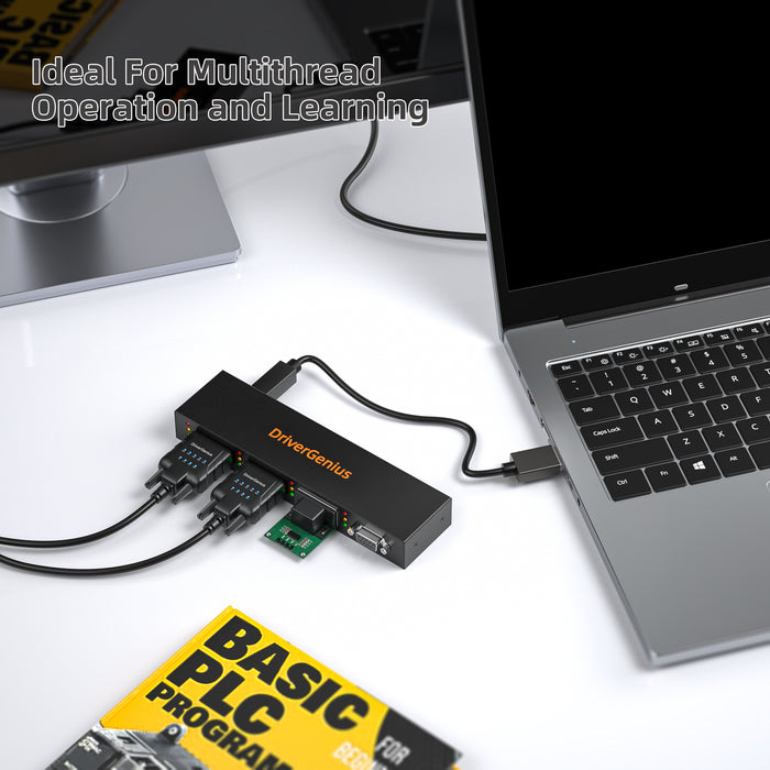DriverGenius 3+1-Port Industrial USB to RS-232 Converter - 3x D-Sub9 Male | 1x D-Sub9 Female - Metal (4XRS232-D)