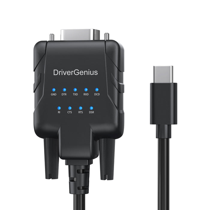 DriverGenius Professional USB-C to RS-232(DB9) Converter Cable w/ 9-LED Indicator - Windows 11 & macOS 15.1.1  (USB232A-E-C)