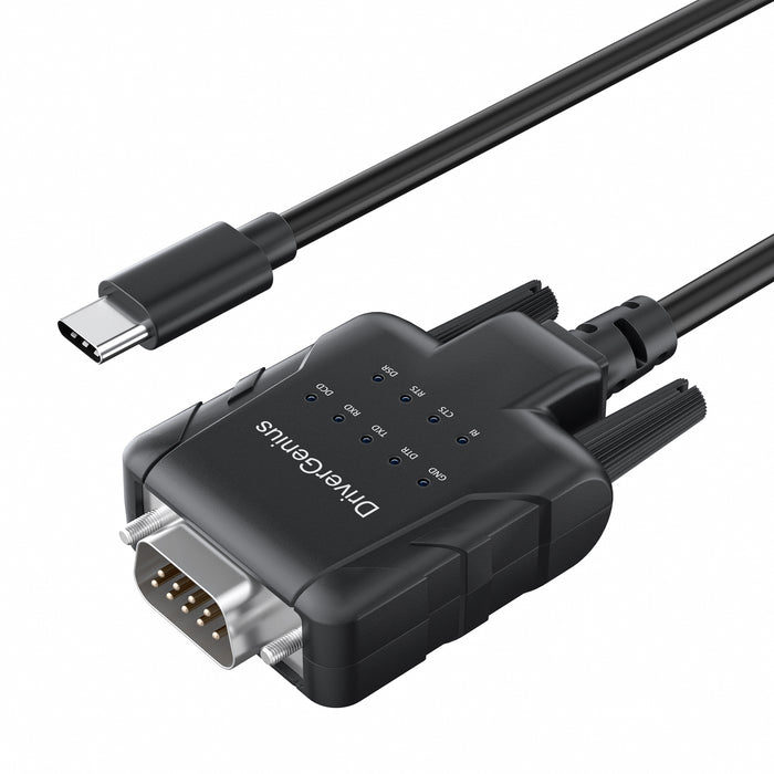 DriverGenius Professional USB-C to RS-232(DB9) Converter Cable w/ 9-LED Indicator - Windows 11 & macOS 15.1.1  (USB232A-E-C)