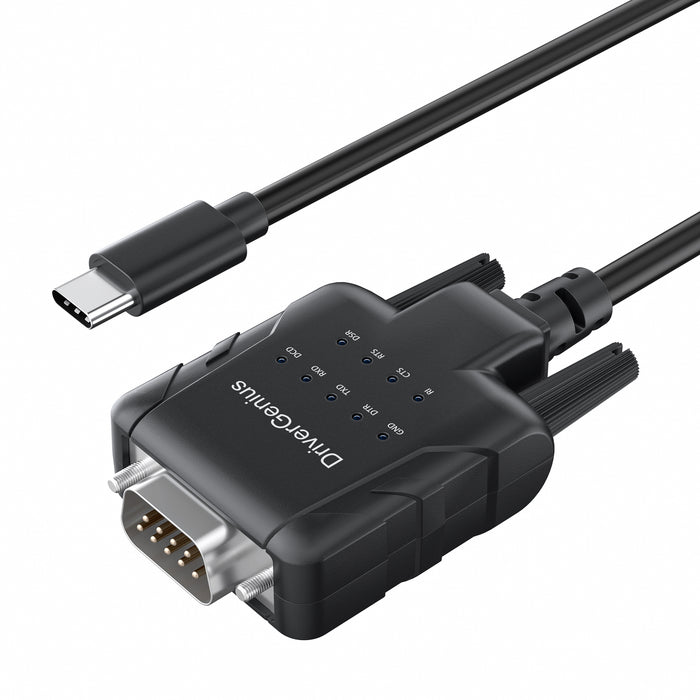 DriverGenius Professional USB-C to RS-232(DB9) Converter Cable w/ 9-LED Indicator - Windows 11 & macOS 14 (USB232A-E-C)