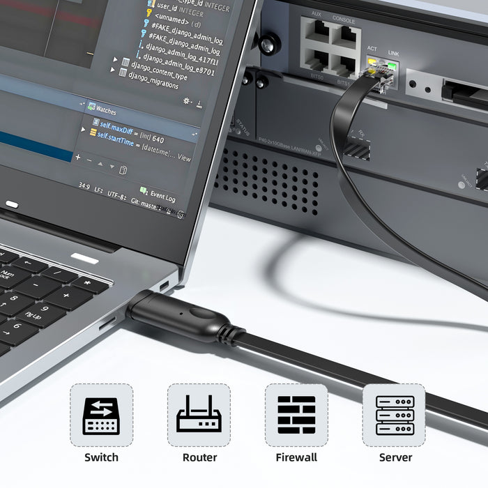DriverGenius NetConsole | USB to RJ45 Console Cable (Rollover) for Network Management & Device Maintenance (U2RJ45-RA, 1-Pack)