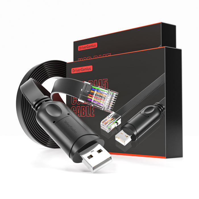 DriverGenius NetConsole | USB to RJ45 Console Rollover Cable for Network Management & Device Maintenance (U2RJ45-RA, 2-Pack)