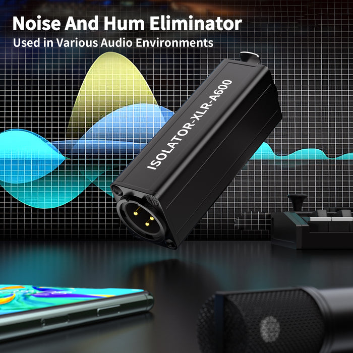 DriverGenius XLR Ground Loop Noise Isolator - Single Channel Hum Eliminator, Metal