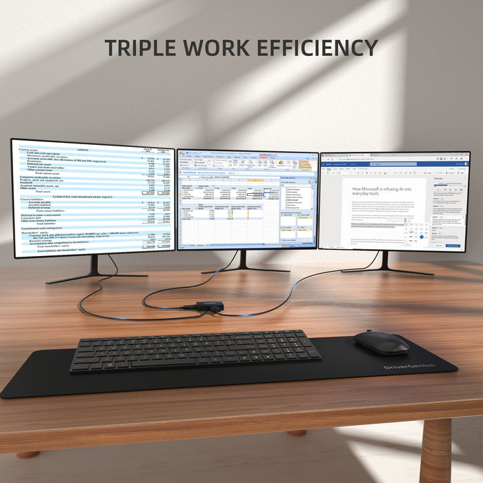 DriverGenius ViewX Trio | USB 3.0 to HDMI/DVI/VGA Video Adapter with 3.5mm Audio - 1 Pack