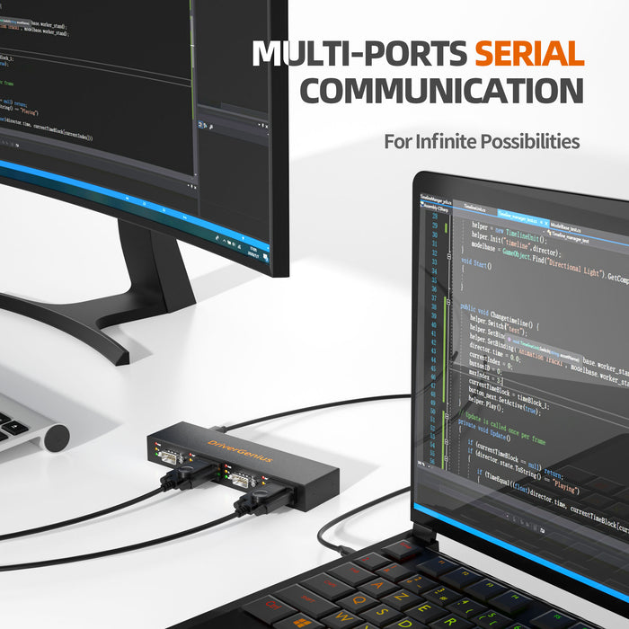 DriverGenius Industrial 4-Port USB to Serial RS-232 Converter - Windows 11 & macOS 14 (4XRS232)