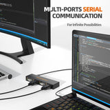DrierGenius 4XRS232 Hub Adattatore Seriale USB a Seriale/DB9/RS-232 4 Porte - Windows 11 & macOS 11