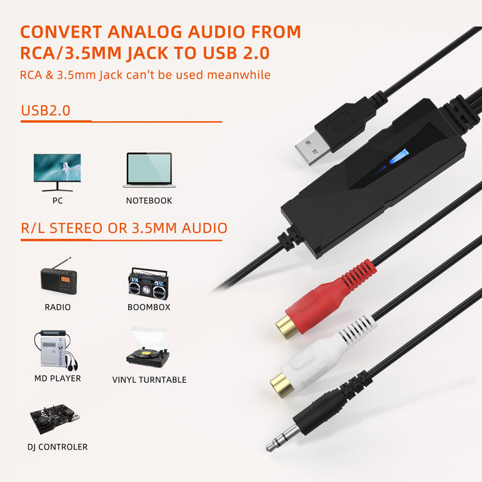 VTOP USB 2.0 Audio Grabber - Digital Audio Capture Card/Kassette MP3 Konverter/CD Mp3 Recorder