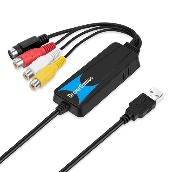DriverGenius VDC2021 Adaptador Conversor Capturadora de Audio/Vídeo RCA Compuesto S-Video a USB - Windows 11 & macOS 12