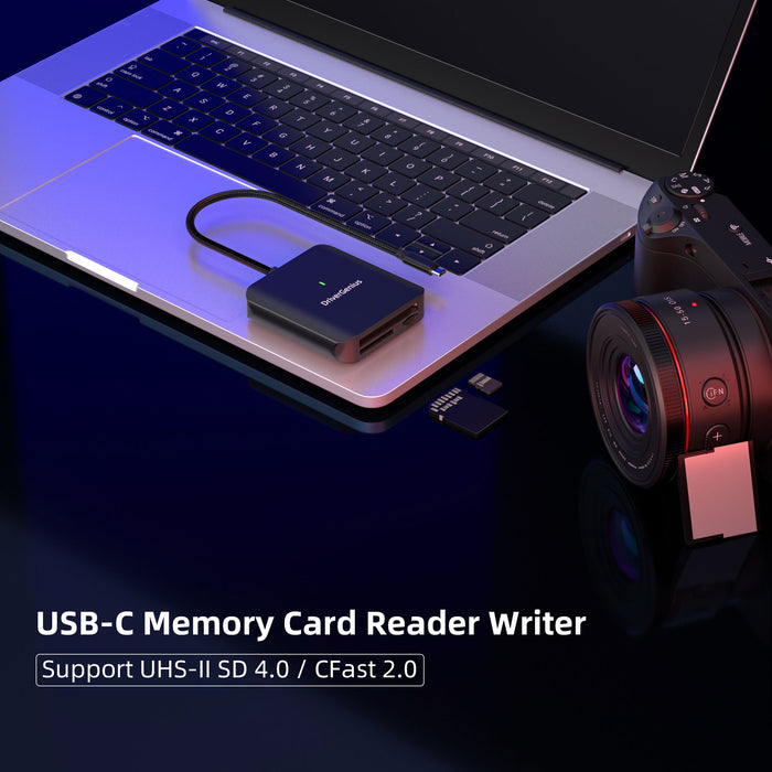 DriverGenius HB081 USB-C CFast 2.0, UHS-II SD / microSD 4.0 Kartenleser
