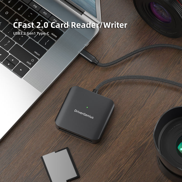 DriverGenius USB-C CFast 2.0 Card Reader - Metal, 5Gbps (HB083-C)