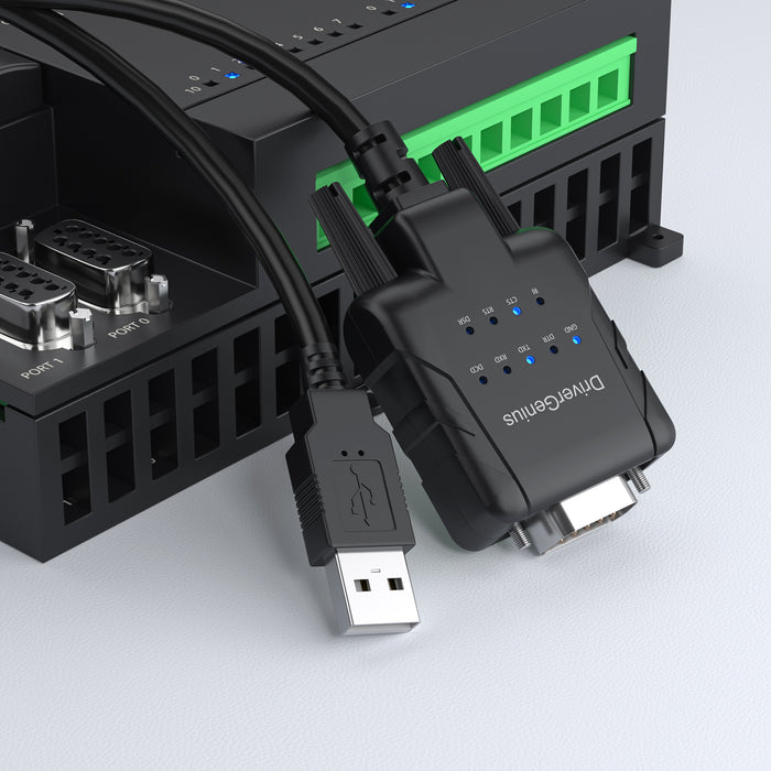 DriverGenius USB to RS-232 Adapter with 9 x Activity Monitoring LEDs for Windows 11 & macOS 15.1.1  (USB232A-E-A)