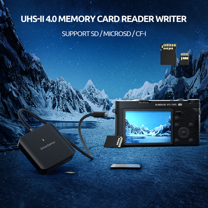 DriverGenius HB080 USB-C 3.2 Gen 1 UHS-II SD / microSD4.0 Card Reader for DLSR Camera